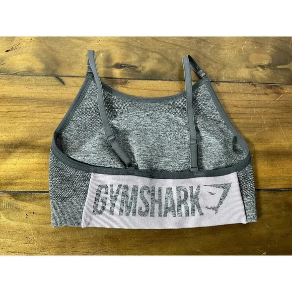 Gymshark Grey Flex Strappy Sports Bra Crop Top Size XS Workout - Picture 3 of 6
